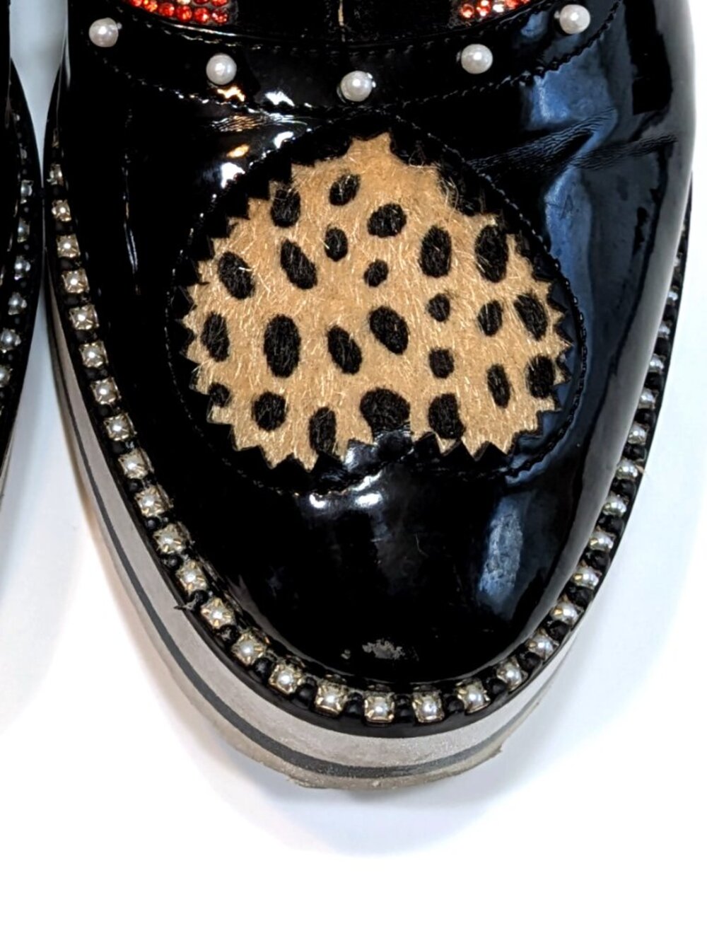 Betsey Johnson Multicolor Beaded Black Patent Platform Oxfords - Picture 7 of 7